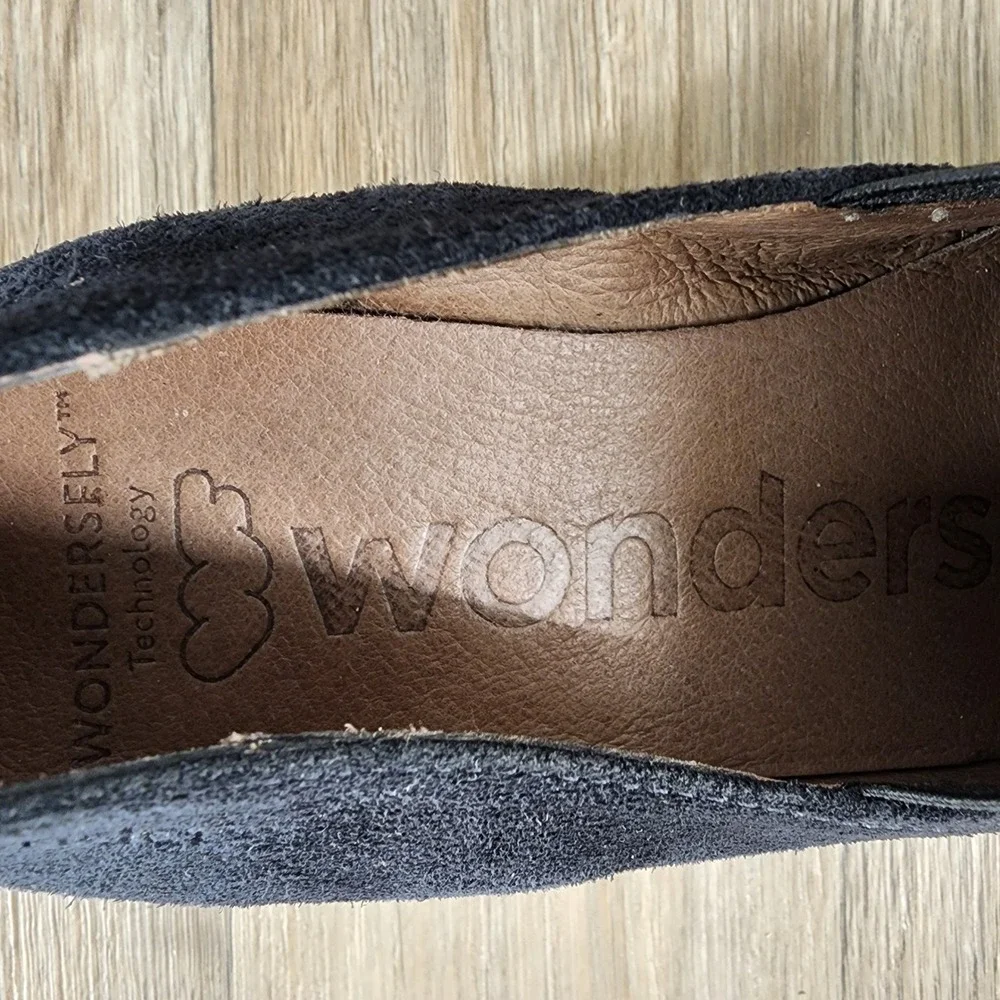 Wonders Women Black Suede Tassel Wedge Loafer Shoes Size‎ 38 EU US 7.5